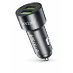 شاحن سيارة ES-CC48C ثنائي المنافذ USB، محول شحن سريع، منفذي USB، خرج 2.4 أمبير، شاحن ولاعة سجائر مع كابل تايب سى