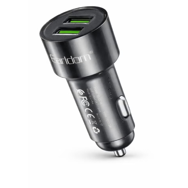 شاحن سيارة ES-CC48C ثنائي المنافذ USB، محول شحن سريع، منفذي USB، خرج 2.4 أمبير، شاحن ولاعة سجائر مع كابل تايب سى