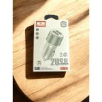 Earldom شاحن سيارة ذكي مزدوج USB من إيرلدوم مع كابل ميكرو - شحن سريع 2.4 أمبير - أبيض