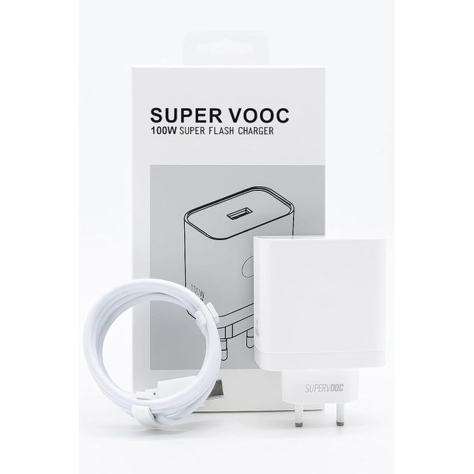 شاحن USB سريع SuperVOOC بقوة 100 واط ومحول وكابل USB Type-C
