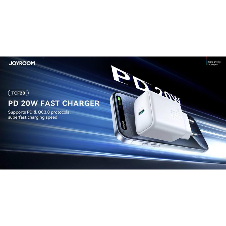 شاحن من جويروم بمنفذ USB-C متوافق مع آيفون 12 و13 و14، بمنفذ واحد، 20.0 واط، مع شحن سريع وحماية من التيار الزائد