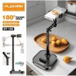 حامل هاتف وجهاز لوحي منضدية Plokama DT-100 - حامل دوار قابل للتعديل بزاوية 360 درجة للعرض بدون استخدام اليدين - 22-41 سم – أسود